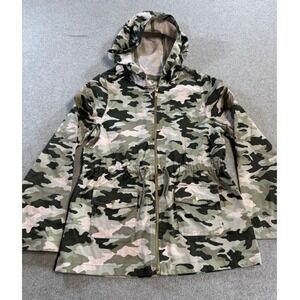 Max Studio Kids Utility Jacket L 10/12 Green Pink Camo Excellent Hooded Zip